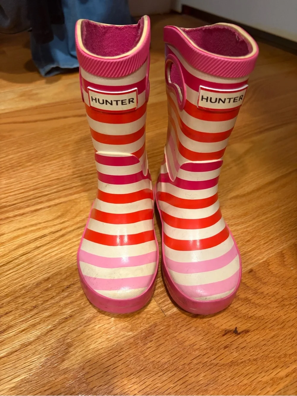 Hunter and Target collab Kids Pink, Red & White Striped Rain Boots